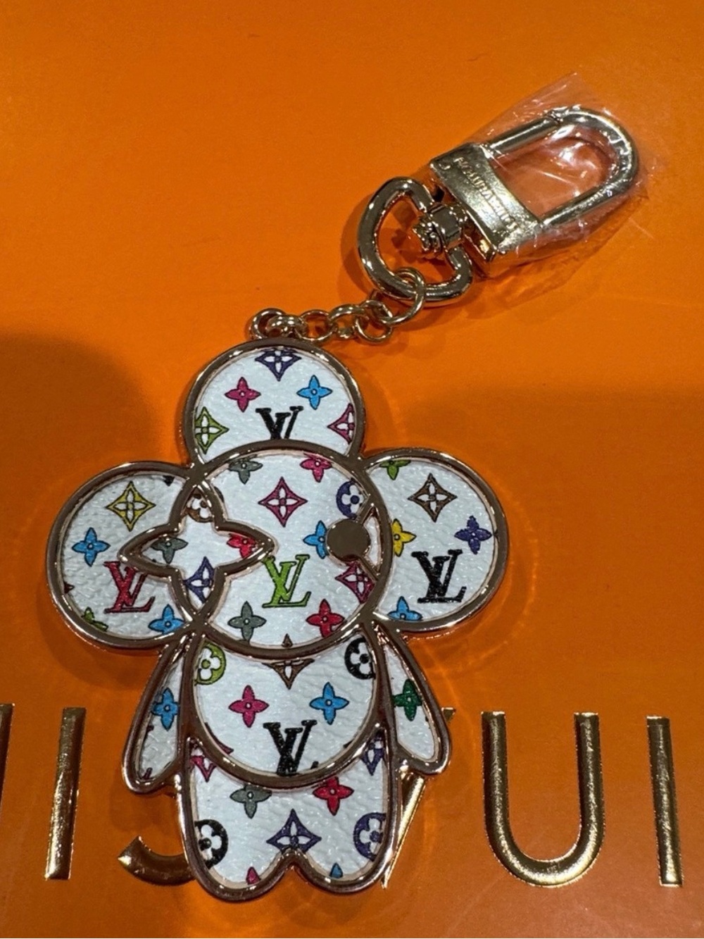 White Multicolor Monogram Key Charm